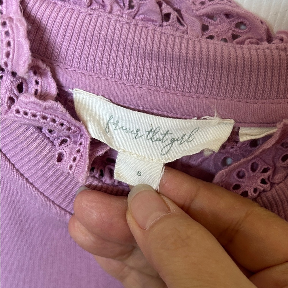 Anthropologie Forever That Girl Purple
Cotton Eyelet Sweatshirt Maeve - Picture 4 of 7